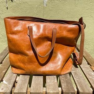 MADEWELL zip top transport carryall leather tan